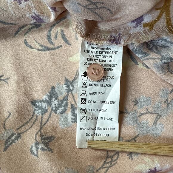 Harpa Peach Pink Floral Bell Sleeve‎ Blouse Boho Romantic Top Size Medium - Picture 10 of 12